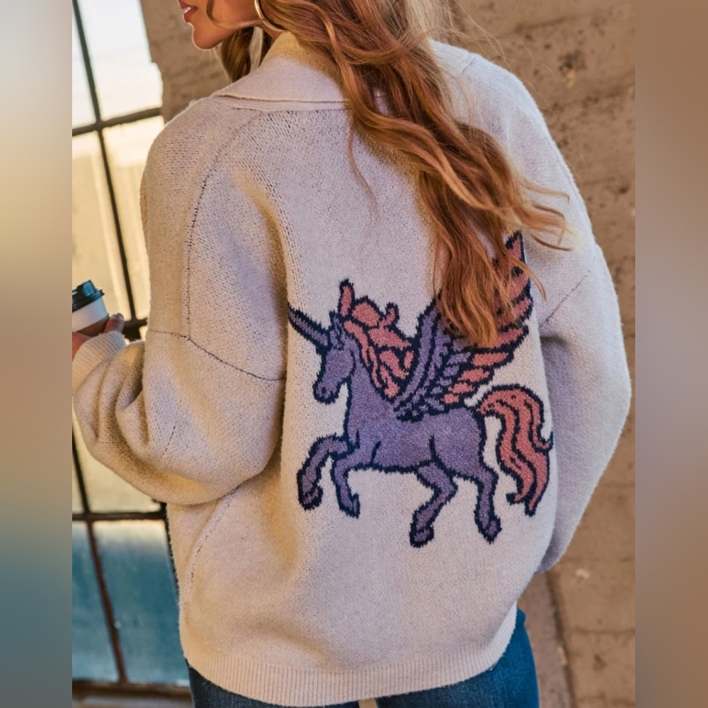 Unicorn Cardigan Women's Sweater 🦄 💜